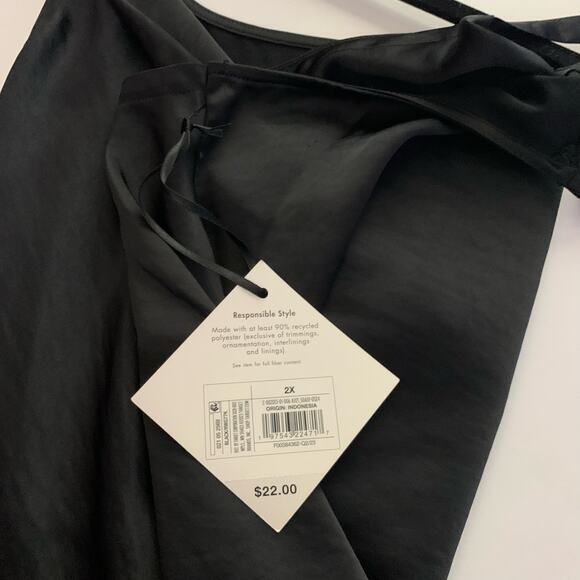 AVA & VIV Black Spaghetti‎ Strap Draped Camisole Tank Top Size 2X - NWT - Picture 8 of 10
